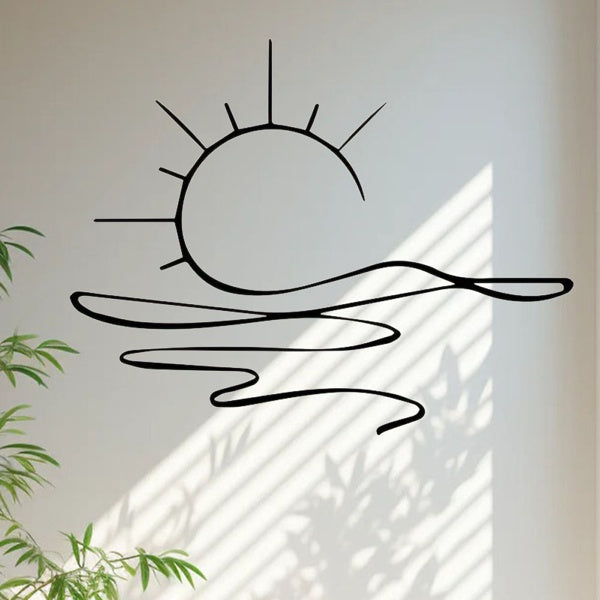 Minimalist Sunrise Wall Art - Modern Metal Iron Wall Decor, Abstract Sun Line Design For Home , Elegant Housewarming & Wedding Gift, Versatile For Living Room, Bedroom, Bathroom, Kitchen & Halloween