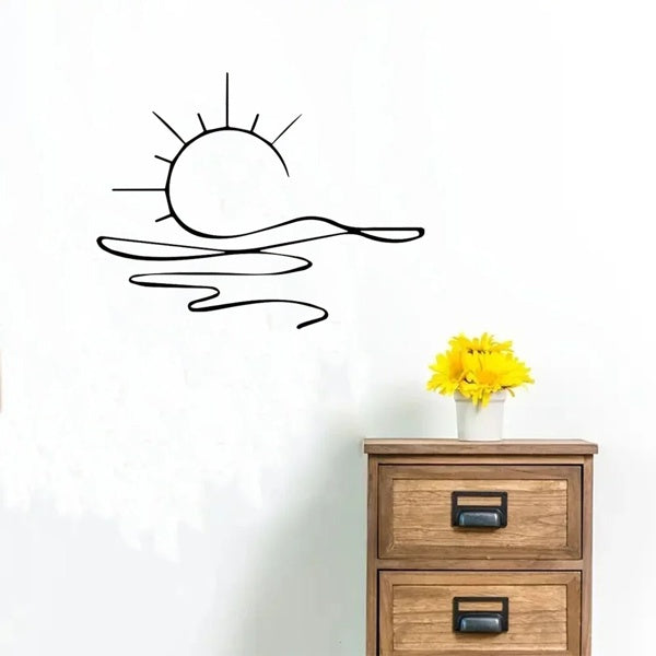 Minimalist Sunrise Wall Art - Modern Metal Iron Wall Decor, Abstract Sun Line Design For Home , Elegant Housewarming & Wedding Gift, Versatile For Living Room, Bedroom, Bathroom, Kitchen & Halloween