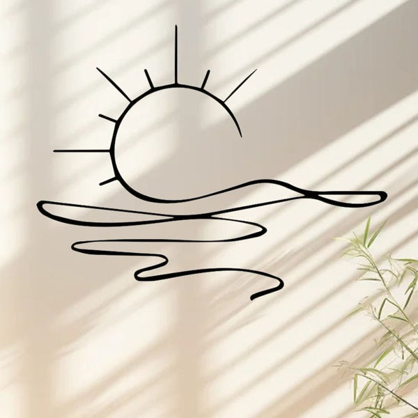 Minimalist Sunrise Wall Art - Modern Metal Iron Wall Decor, Abstract Sun Line Design For Home , Elegant Housewarming & Wedding Gift, Versatile For Living Room, Bedroom, Bathroom, Kitchen & Halloween