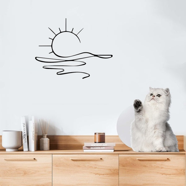 Minimalist Sunrise Wall Art - Modern Metal Iron Wall Decor, Abstract Sun Line Design For Home , Elegant Housewarming & Wedding Gift, Versatile For Living Room, Bedroom, Bathroom, Kitchen & Halloween